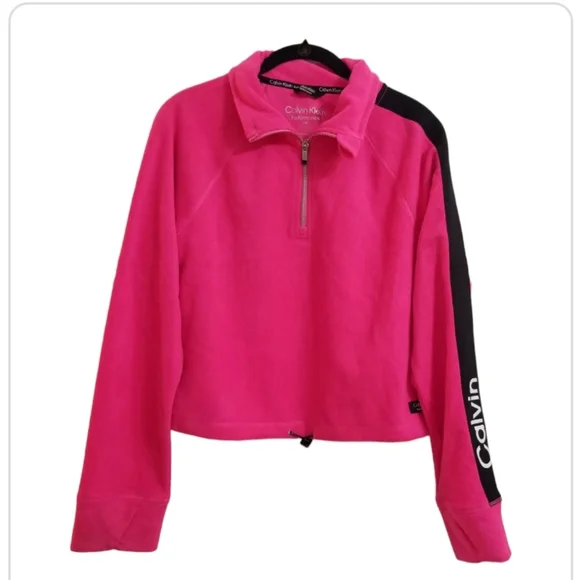 Calvin Klein Performance Fleece 1/2 Zip Cropped Pullover Women's Size Large - Picture 1 of 7
